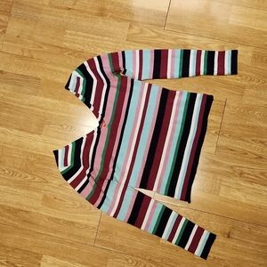 VTG Esprit double vee striped fitted sweater sz M